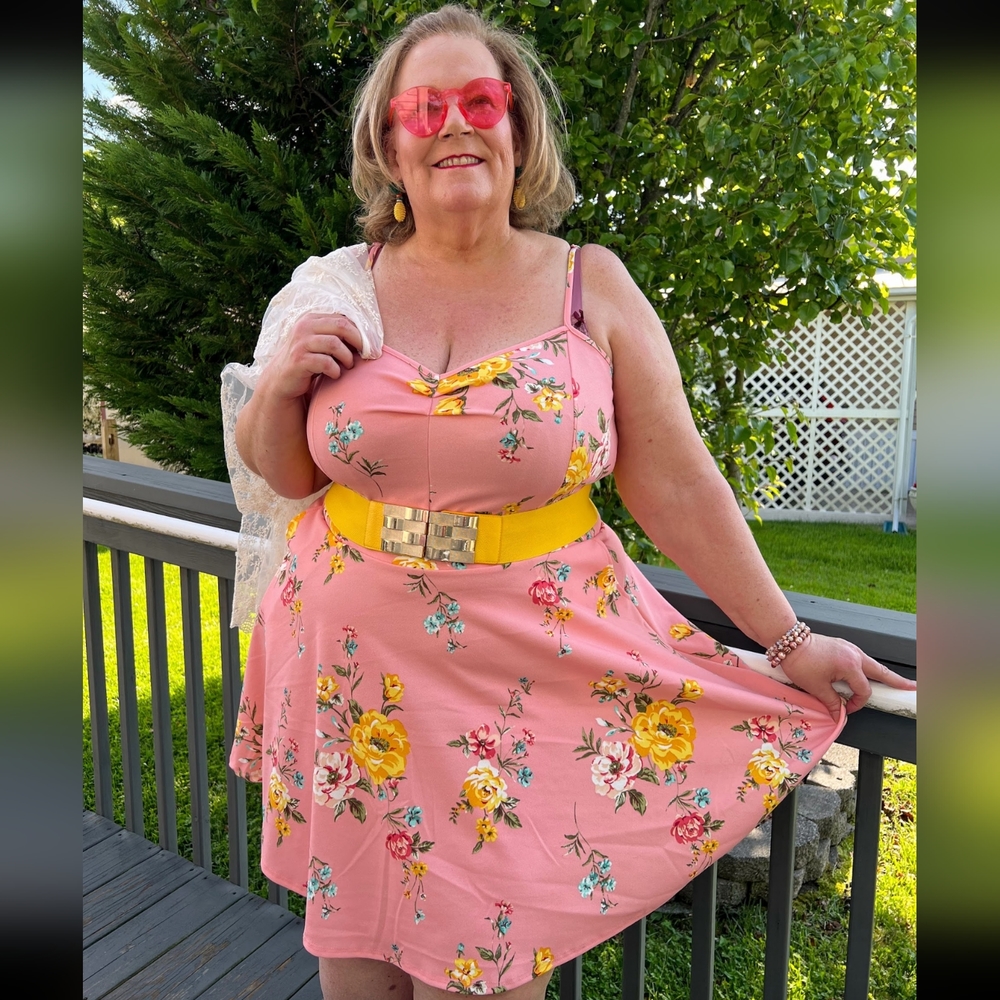 NEW NWOT CurvySense Plus Size Pink Blossom Floral Dress Size 4XL - Picture 7 of 7